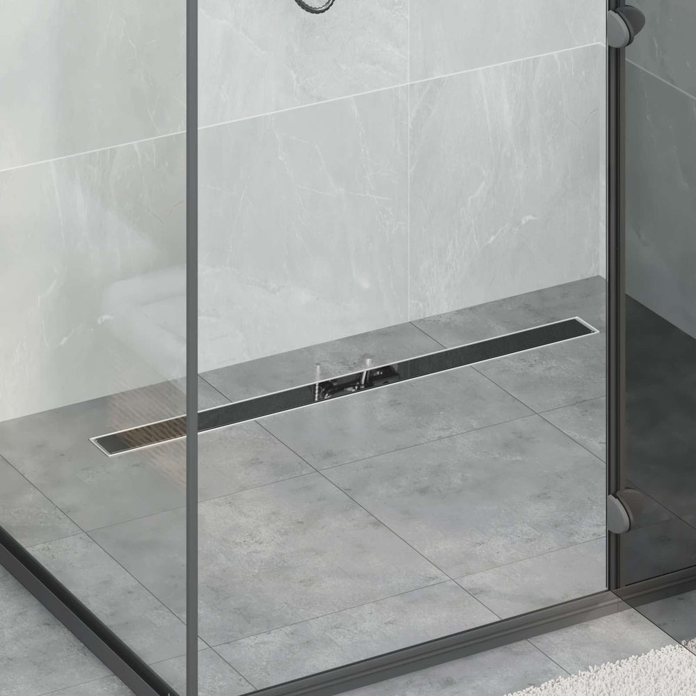 Shower drain with glass cover Black 90 cm