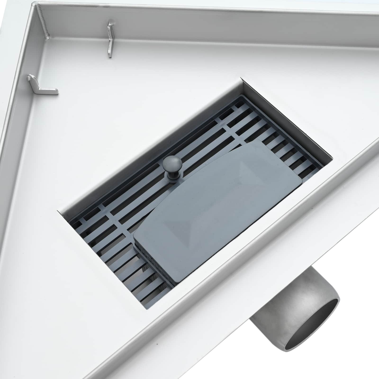 2 in 1 Triangle Shower Drain Silver 25 x 25 cm