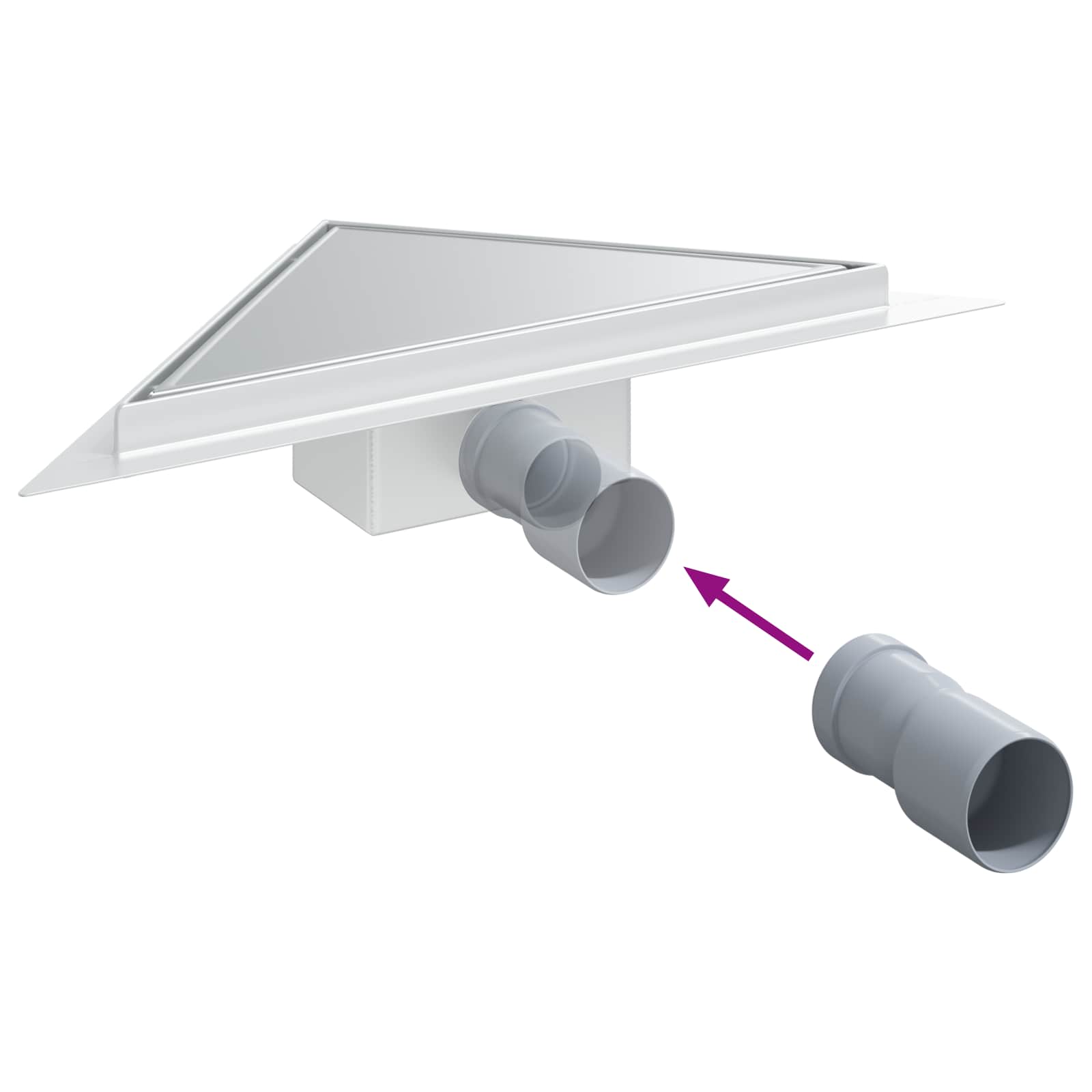 2 in 1 Triangle Shower Drain Silver 25 x 25 cm