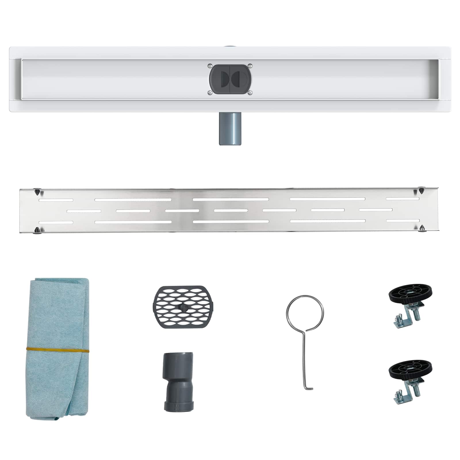 Dušas notekas stikla vāks ar 360° sifonu Sudrabs 70 cm