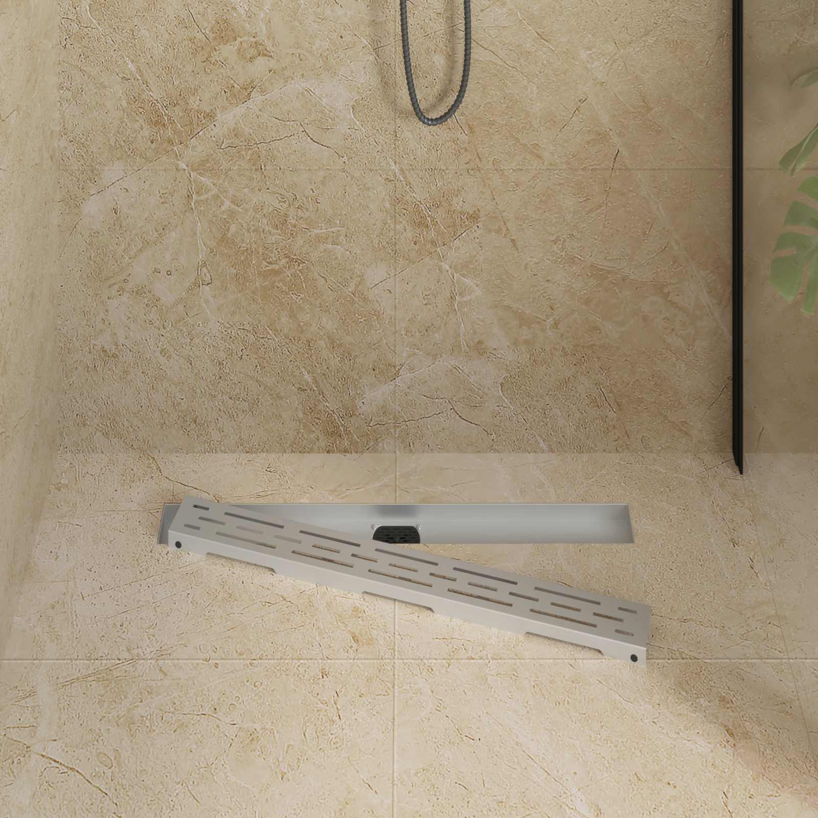 Dušas notekas stikla vāks ar 360° sifonu Sudrabs 70 cm