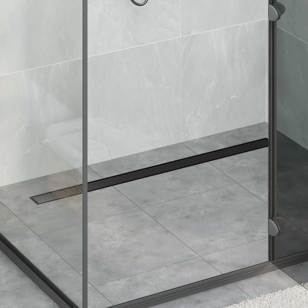 2-in-1 Shower Drain with 360° Siphon Black 100 cm