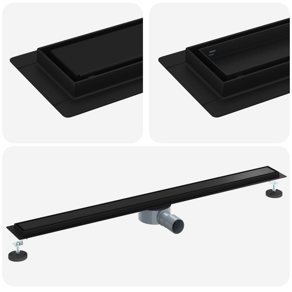 2-in-1 Shower Drain with 360° Siphon Black 100 cm