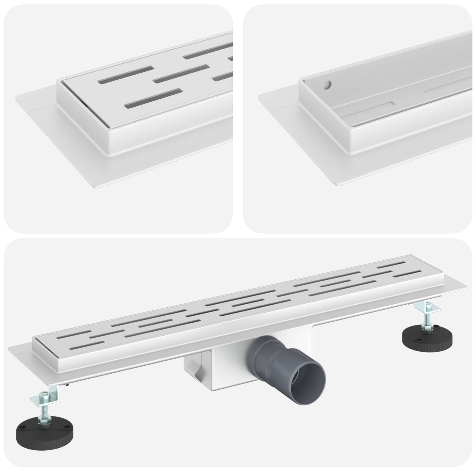 Dušas noteka ar lineāru dizainu Sudraba 60 cm