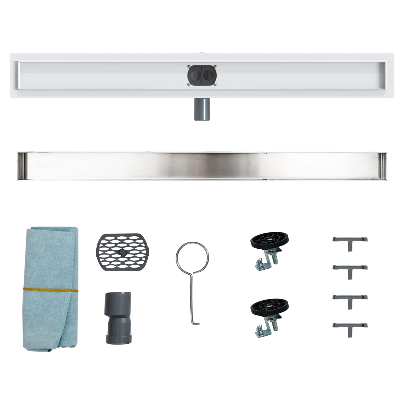 Shower drain 2-in-1 with 360° trap Silver 90 cm
