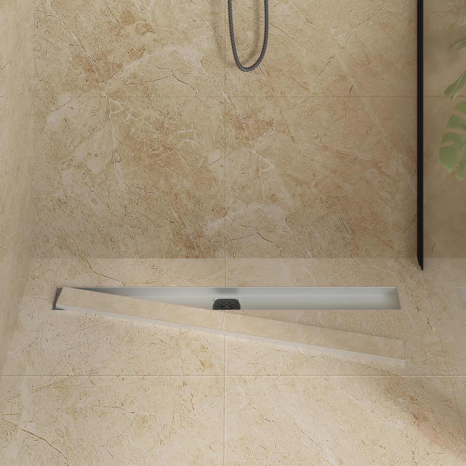 Shower drain 2-in-1 with 360° trap Silver 90 cm