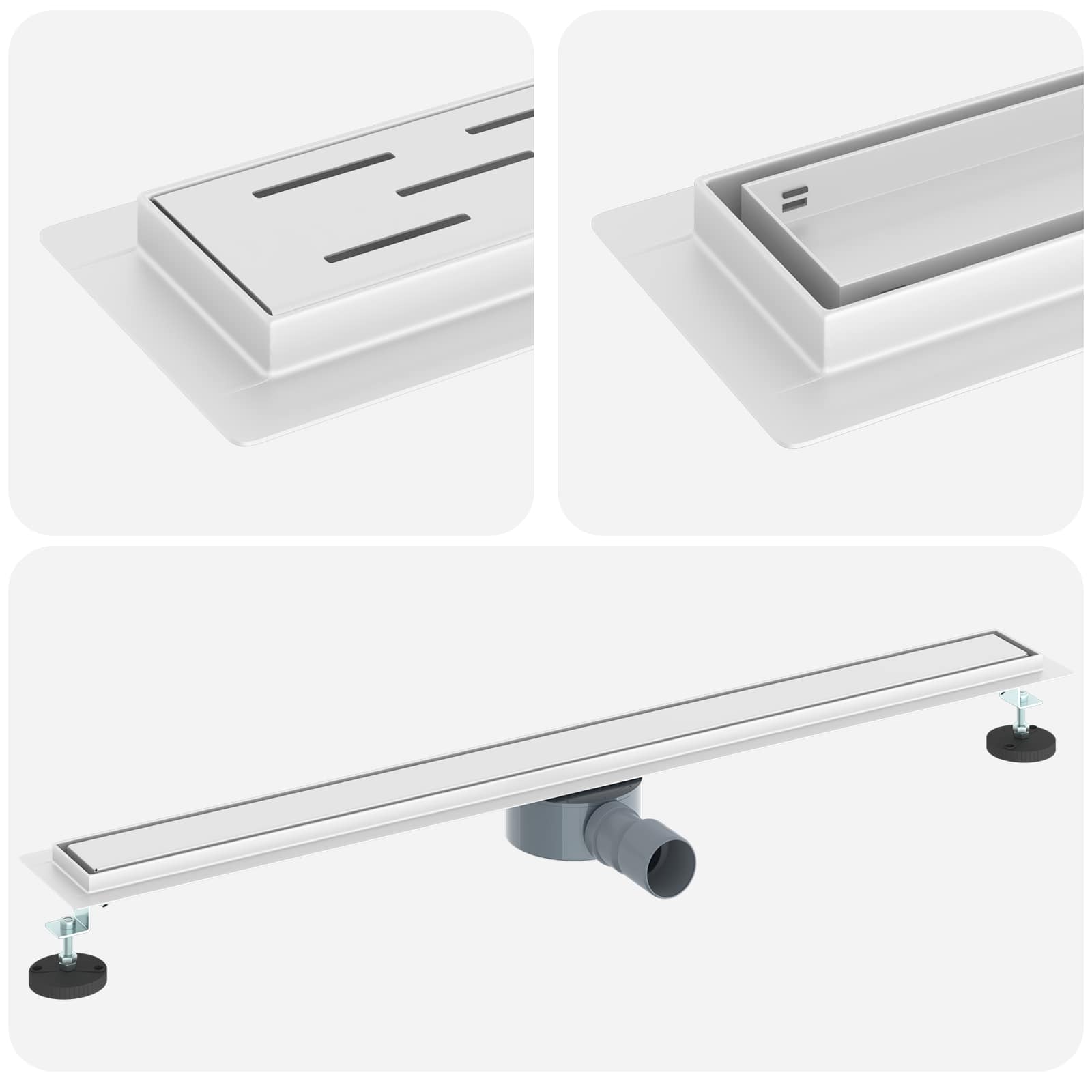 Shower drain 2-in-1 with 360° trap Silver 90 cm