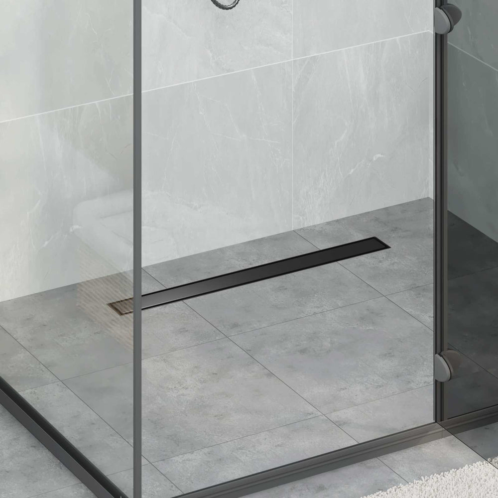 2-in-1 Shower Drain with 360° Siphon Black 70 cm