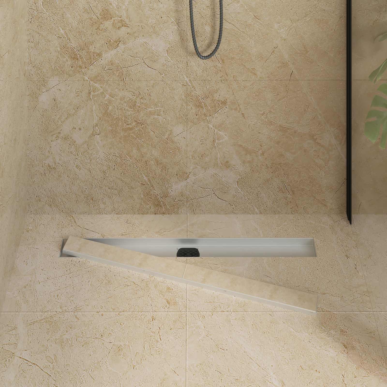 Dušas noteku 2-in-1 ar 360° sifonu Sudraba 80 cm