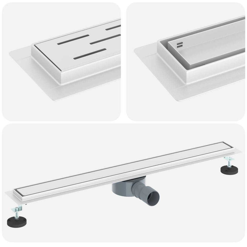 2-in-1 Shower Drain with 360° Siphon Silver 80 cm