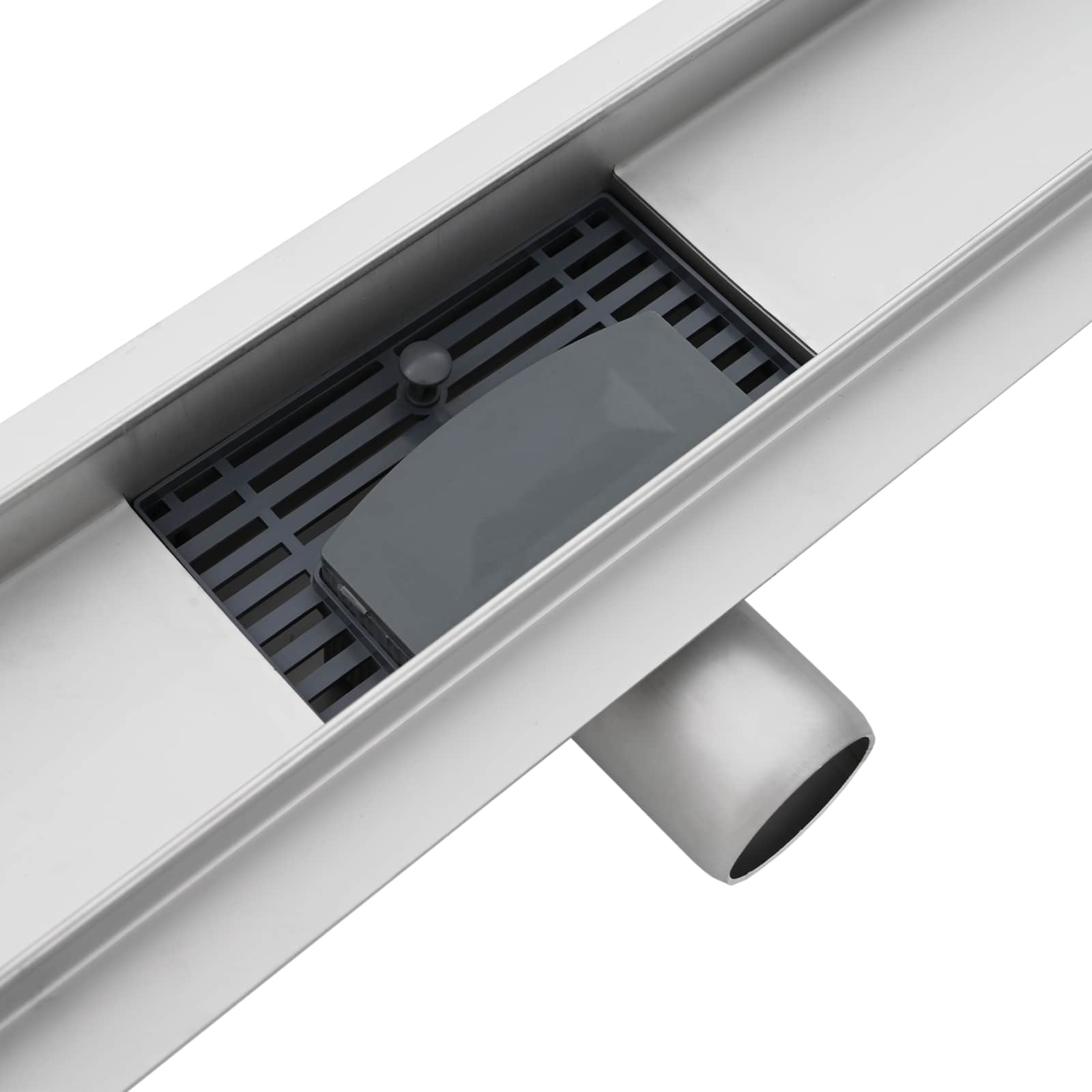 Black shower drain with glass cover 60 cm