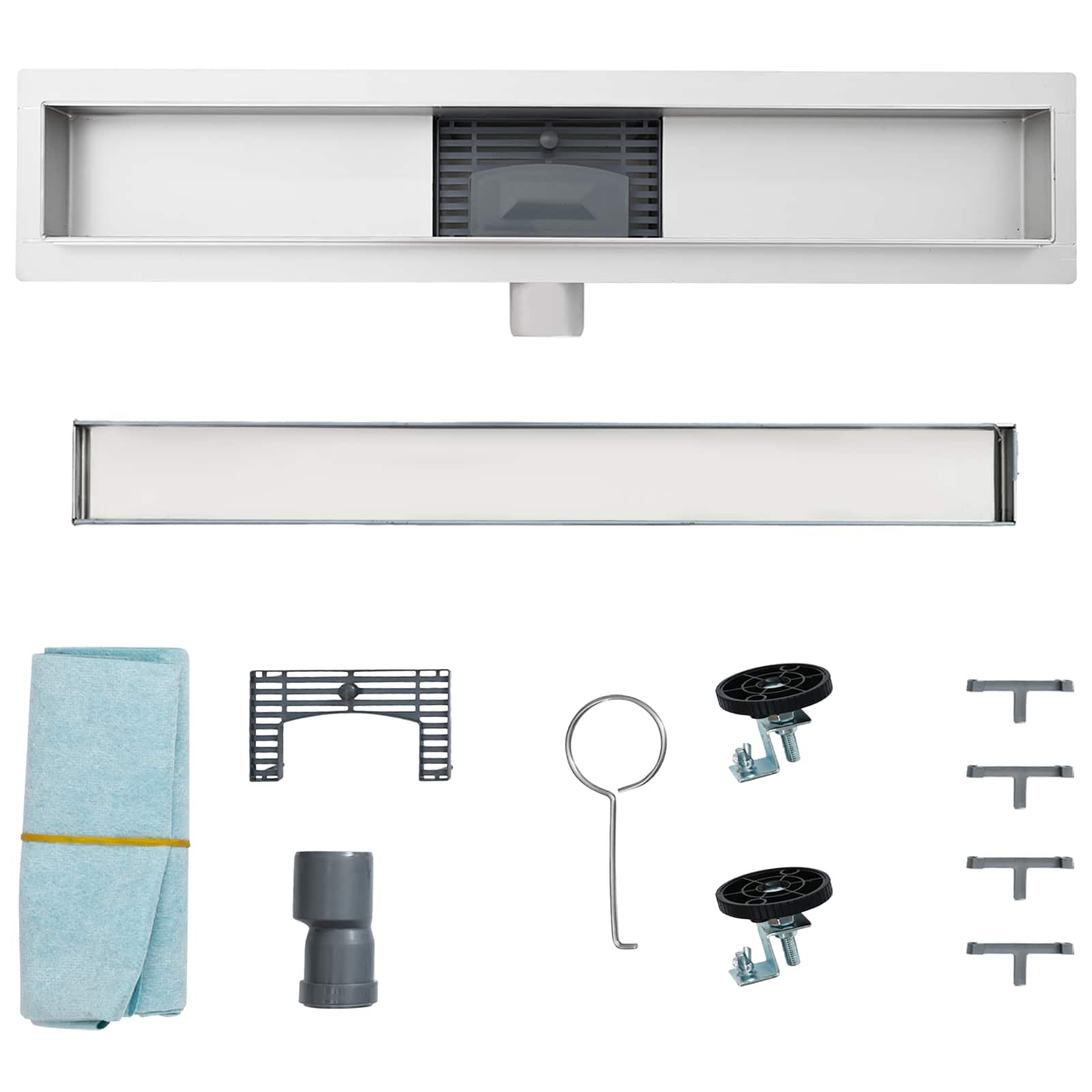 Black shower drain with glass cover 60 cm