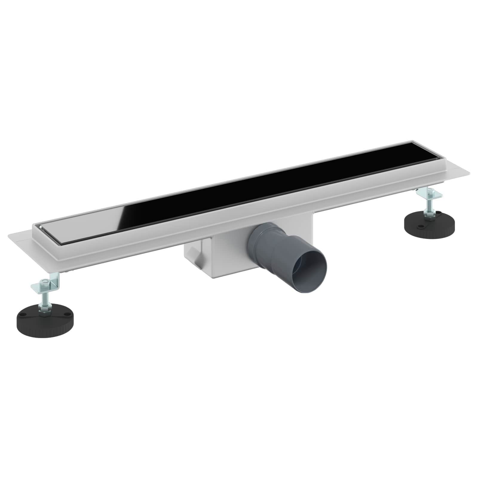 Black shower drain with glass cover 60 cm