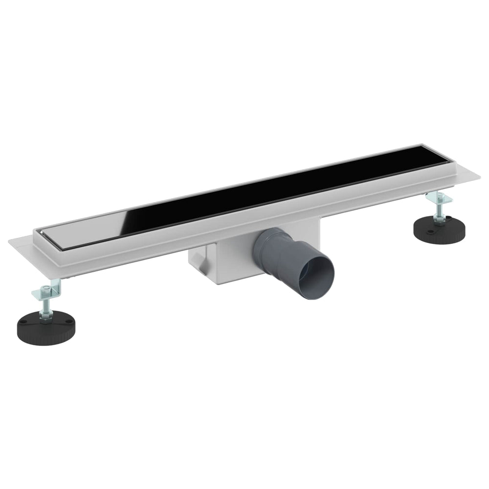 Black shower drain with glass cover 60 cm