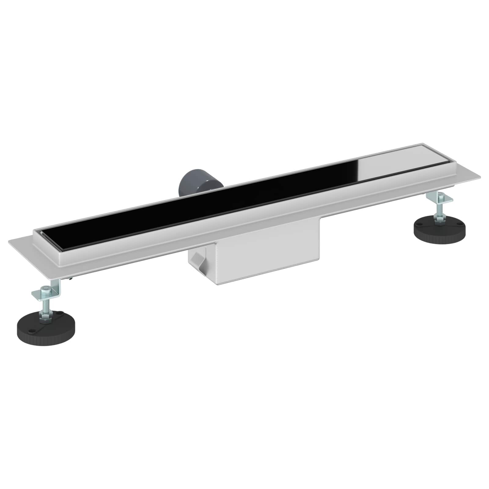 Black shower drain with glass cover 60 cm