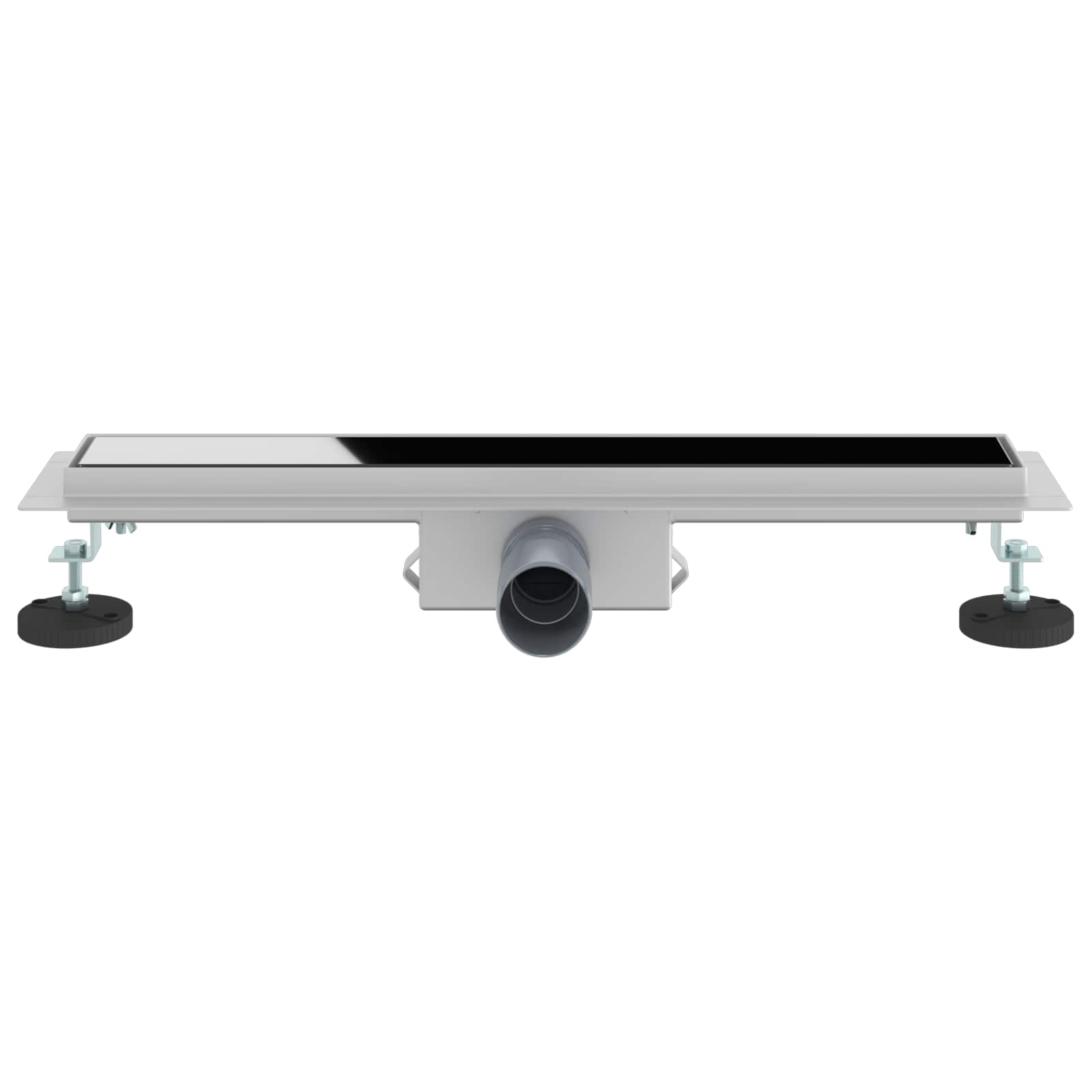 Black shower drain with glass cover 60 cm