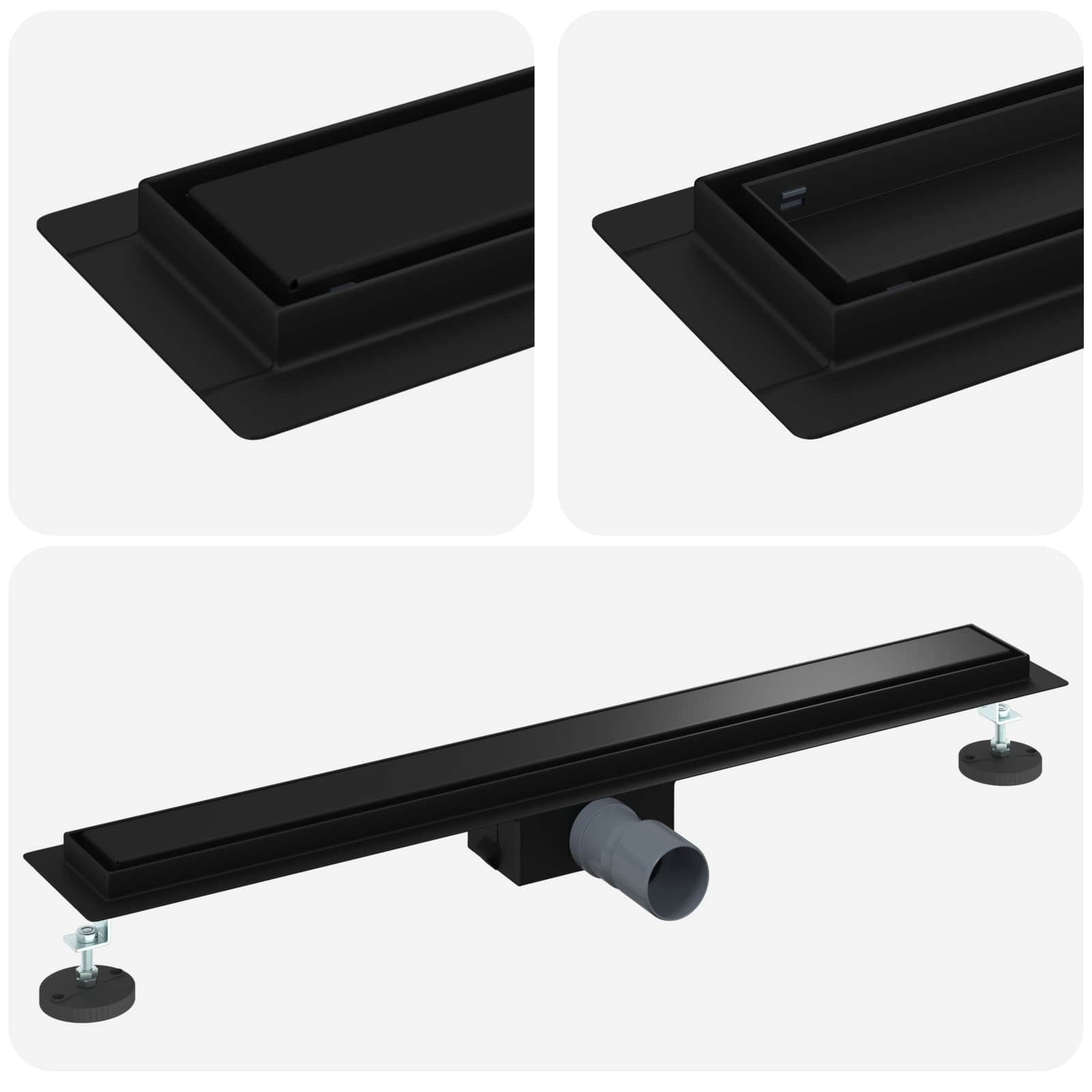 2 viename dušo nutekėjimas Juoda 80 cm Nerūdijantis plienas 304