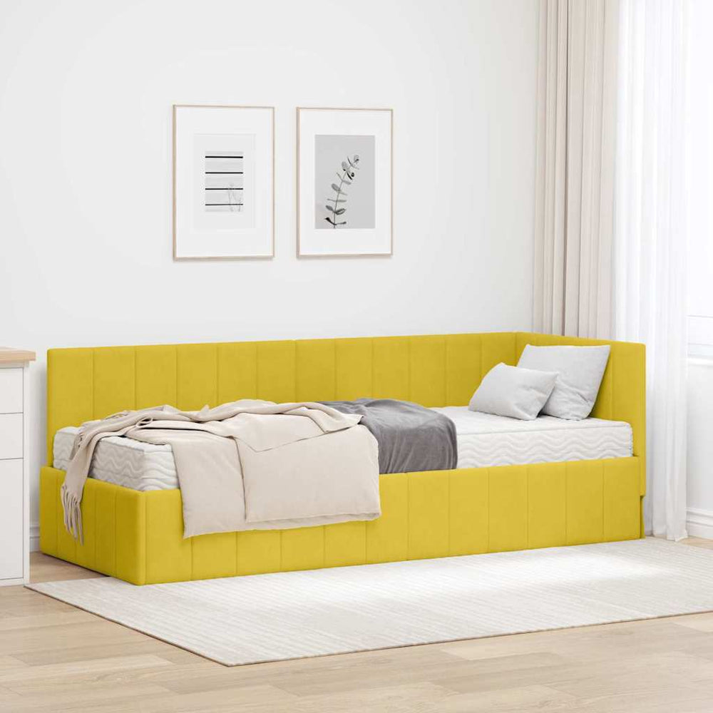 Kampinė lovos konstrukcija Geltona 80 x 200 cm Aksomas