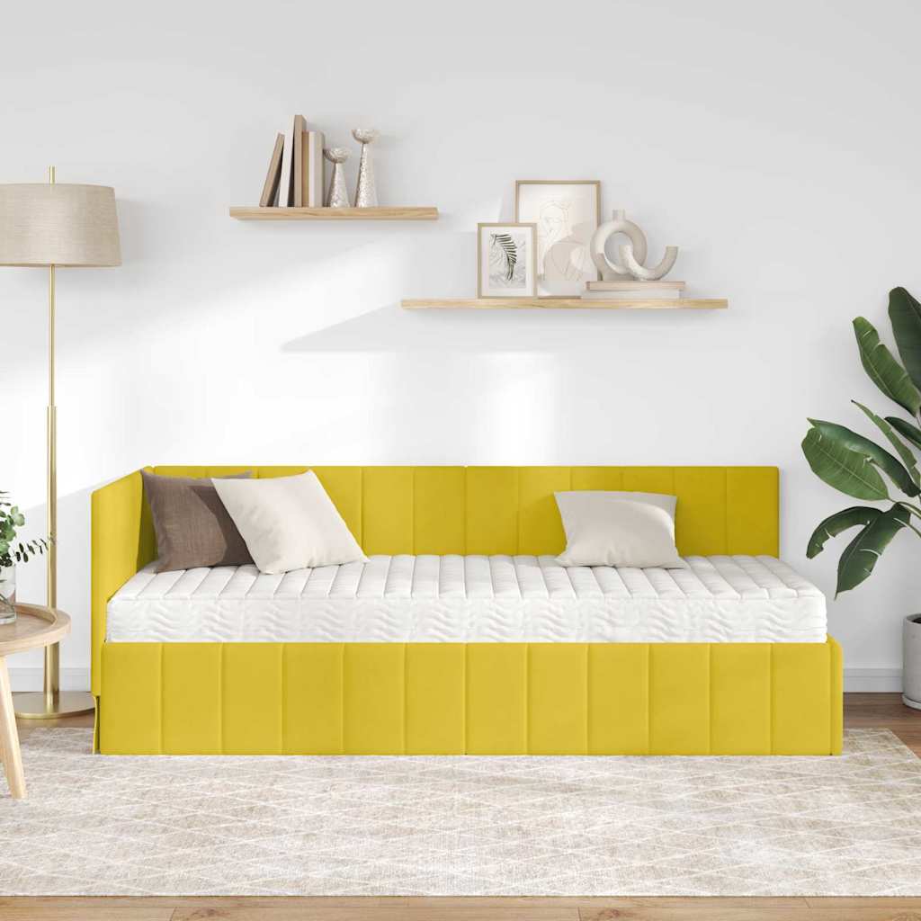 Kampinė lovos konstrukcija Geltona 80 x 200 cm Aksomas