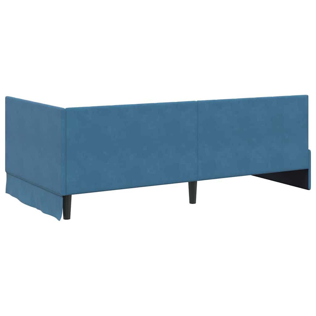 Kampinė lovos konstrukcija Mėlyna 90 x 200 cm Aksomas