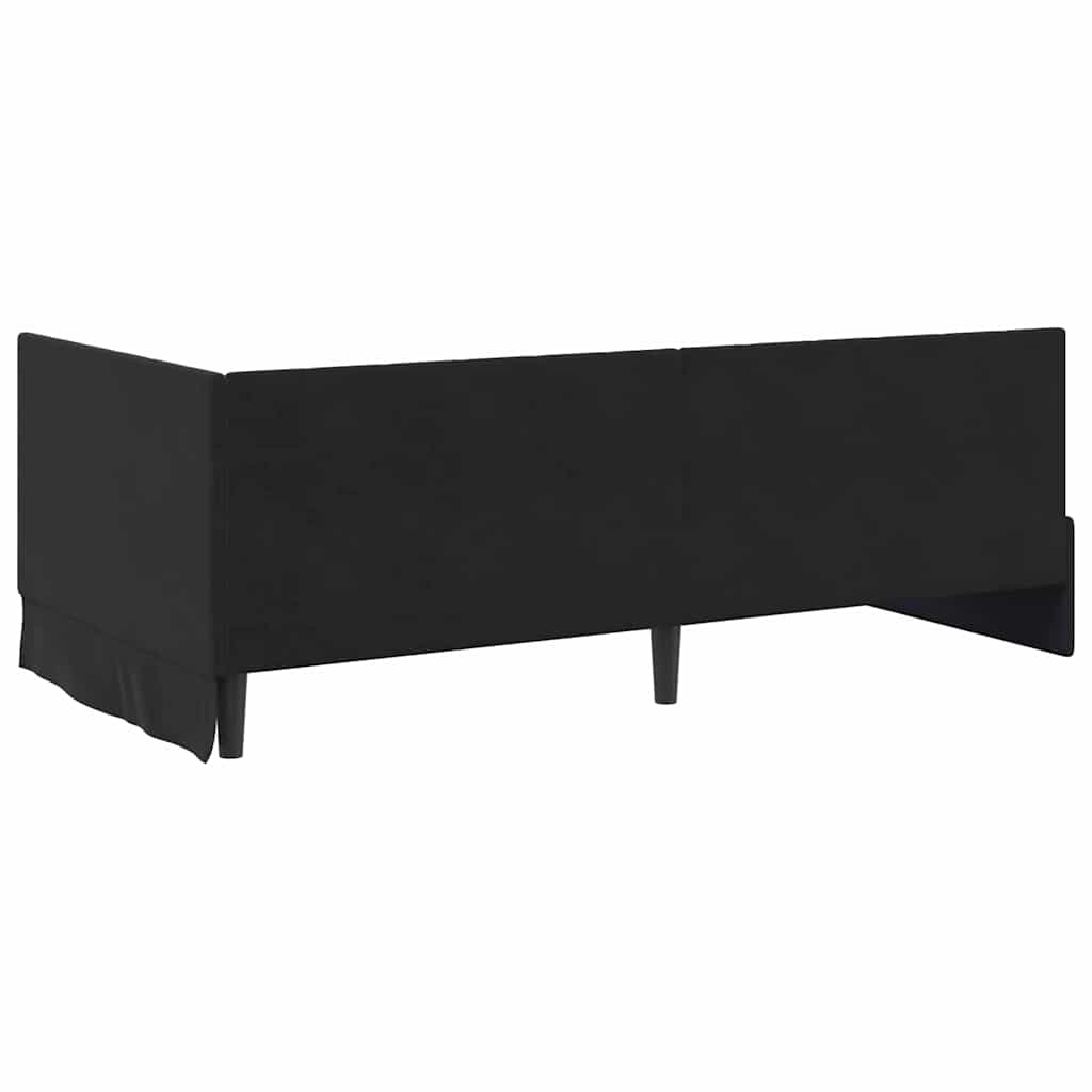 Kampinė lovos konstrukcija Juoda 90 x 200 cm Aksomas