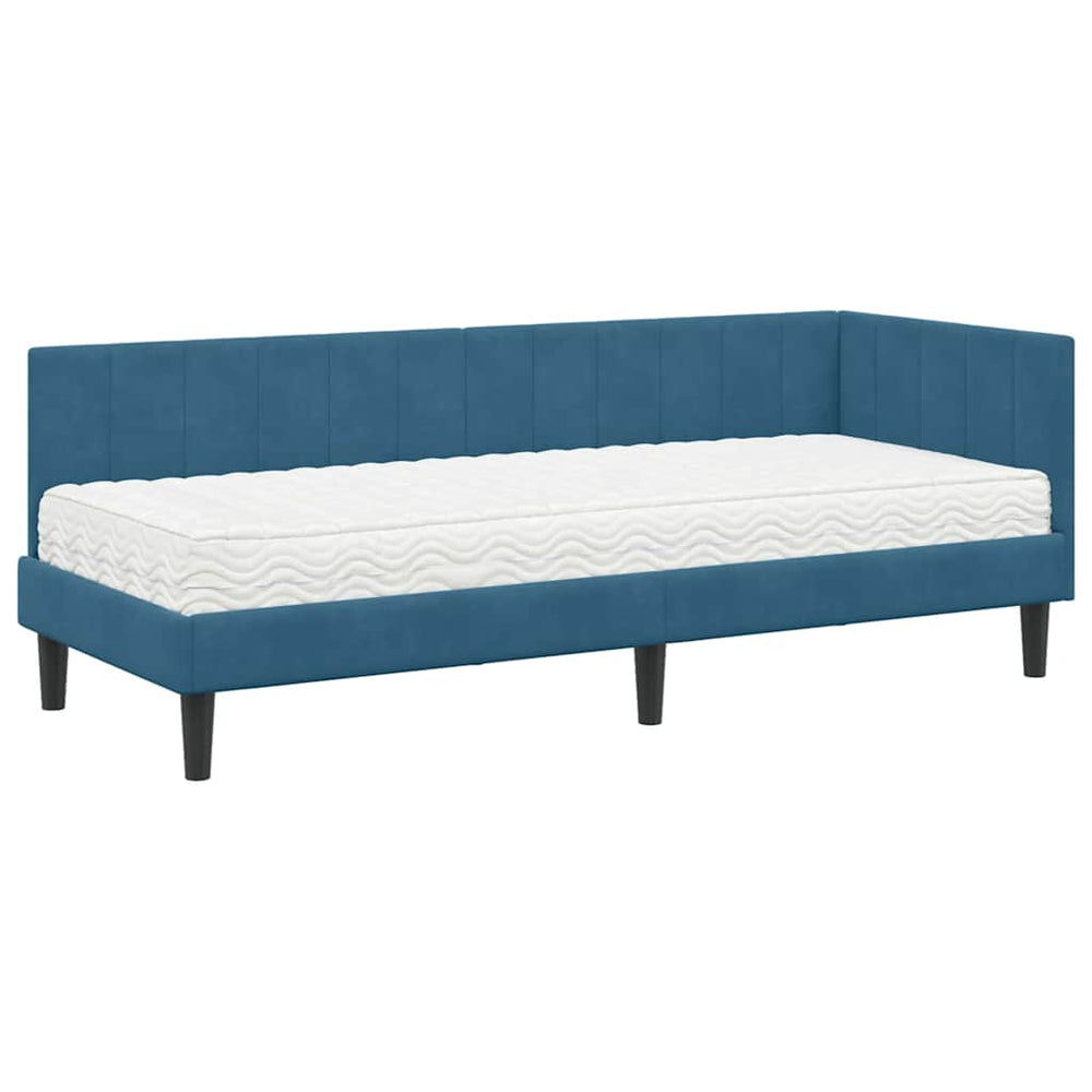 Kampinė lovos konstrukcija Mėlyna 80 x 200 cm Aksomas