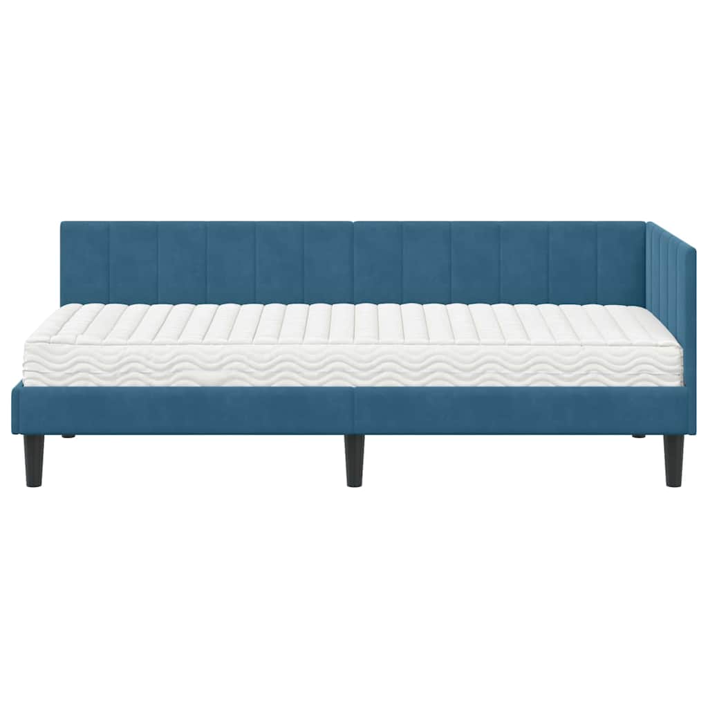 Kampinė lovos konstrukcija Mėlyna 80 x 200 cm Aksomas