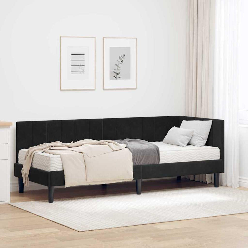 Kampinė lovos konstrukcija Juoda 80 x 200 cm Aksomas