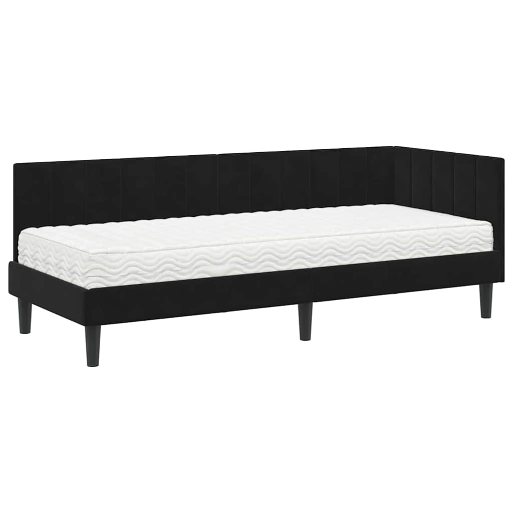 Kampinė lovos konstrukcija Juoda 80 x 200 cm Aksomas