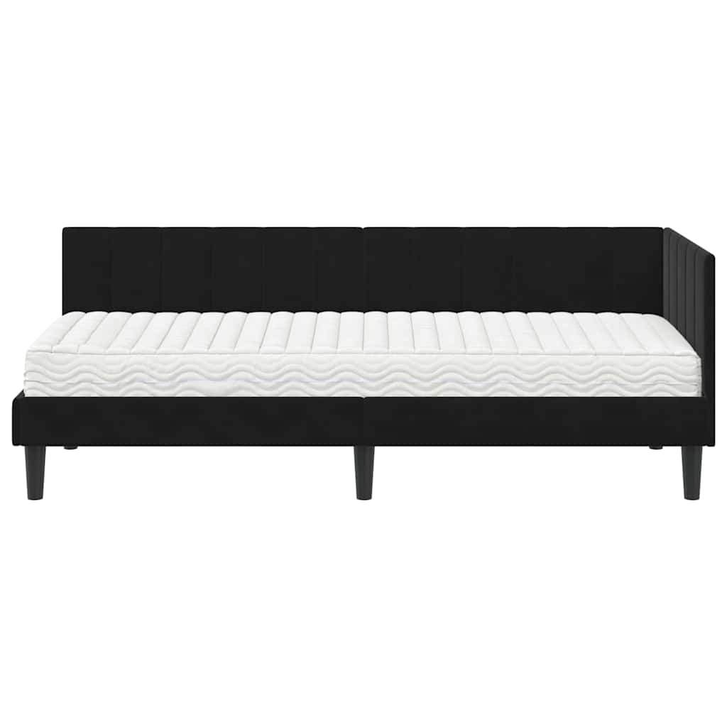 Kampinė lovos konstrukcija Juoda 80 x 200 cm Aksomas