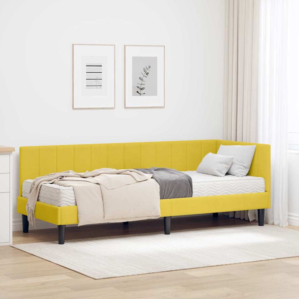 Kampinė lovos konstrukcija Geltona 80 x 200 cm Aksomas