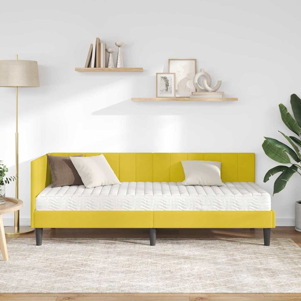 Kampinė lovos konstrukcija Geltona 80 x 200 cm Aksomas