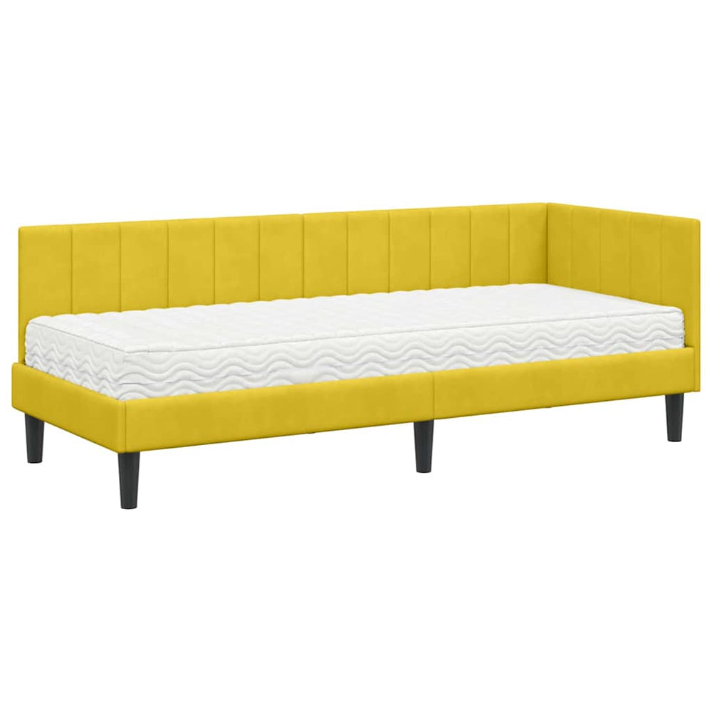 Kampinė lovos konstrukcija Geltona 80 x 200 cm Aksomas