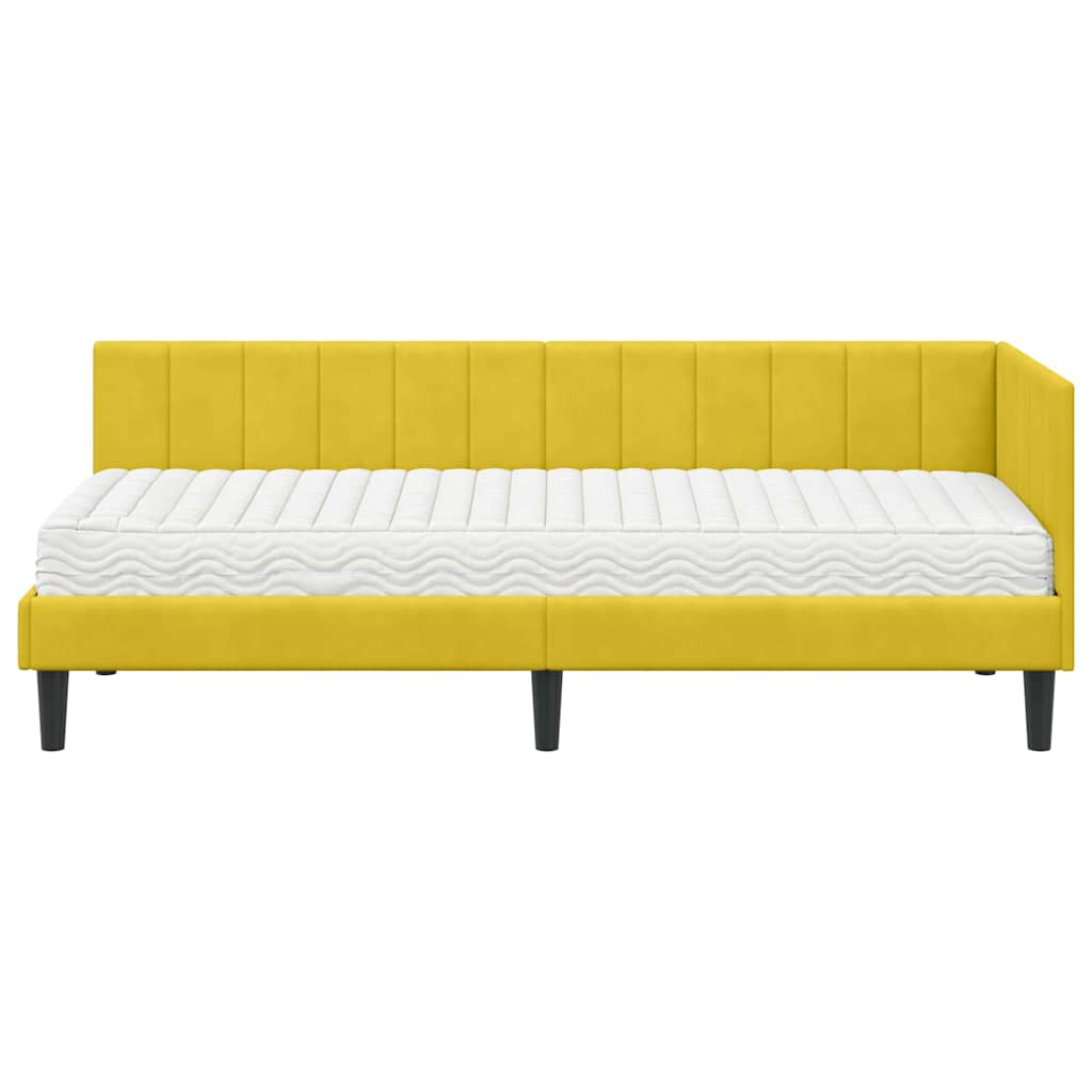 Kampinė lovos konstrukcija Geltona 80 x 200 cm Aksomas
