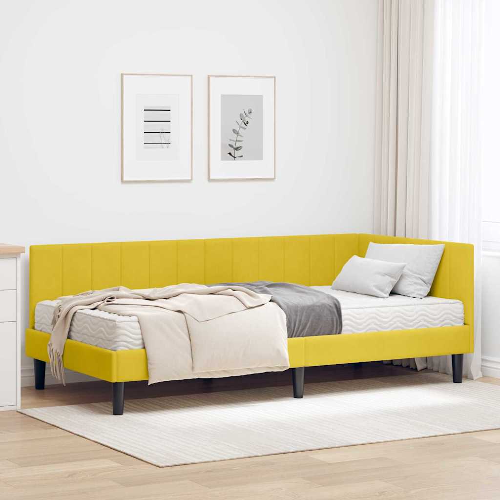 Kampinė lovos konstrukcija Geltona 90 x 190 cm Aksomas