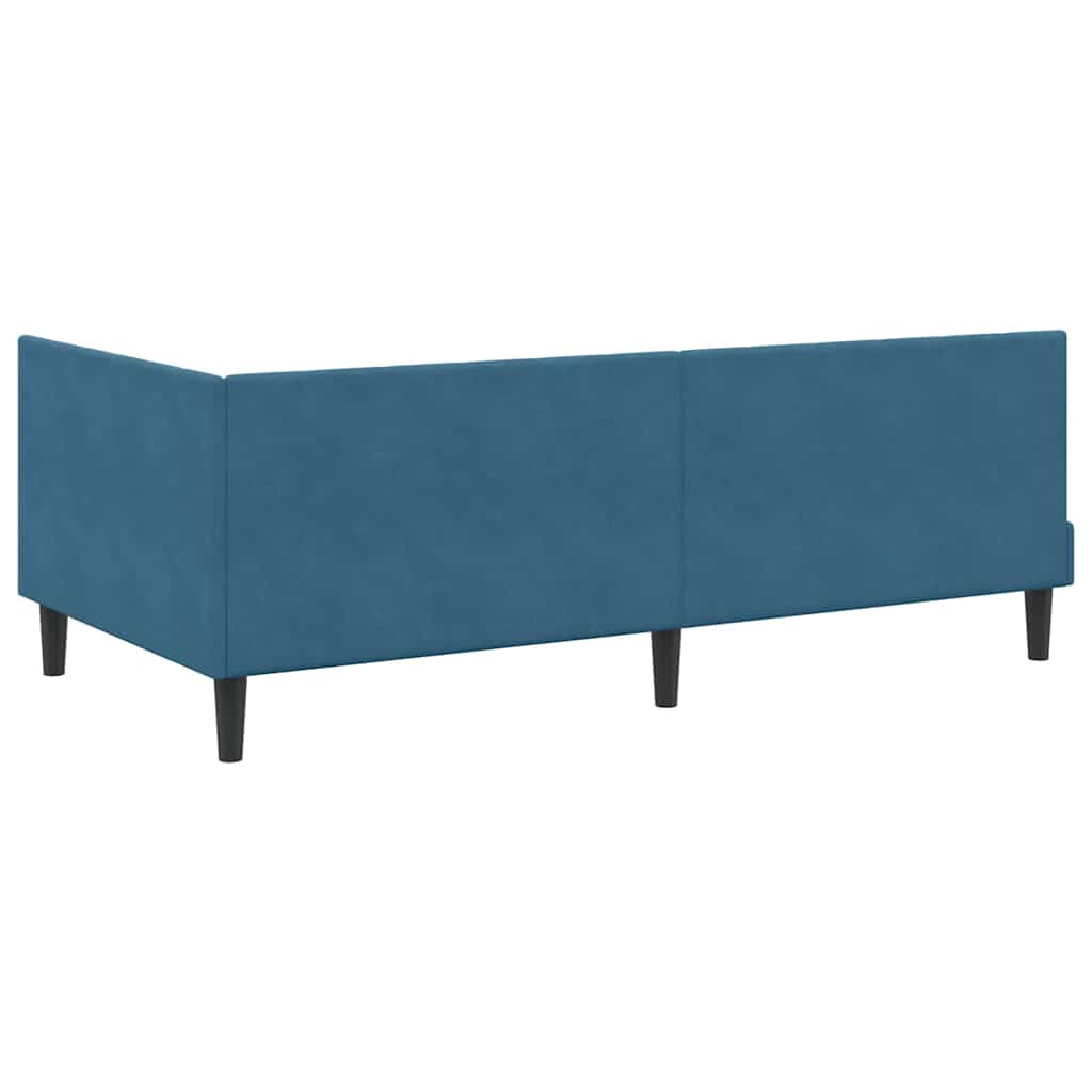 Kampinė lovos konstrukcija Mėlyna 90 x 200 cm Aksomas