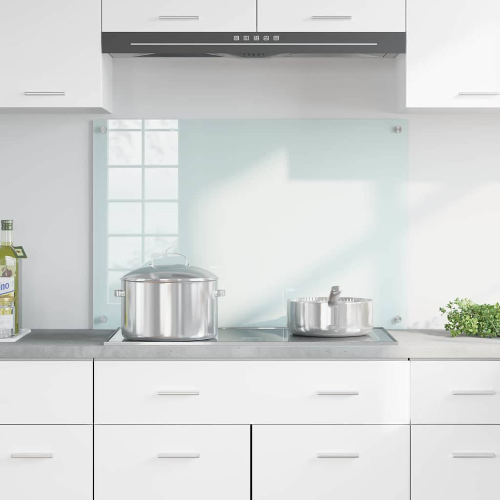 Virtuves aizmugurējais panelis Balts 90 x 60 cm rūdīts stikls