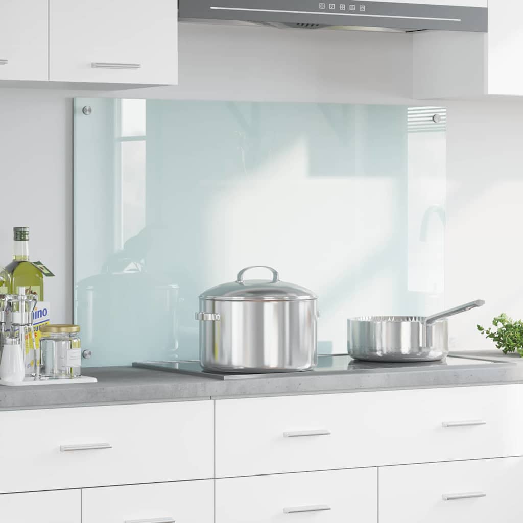 Kitchen back plate White 100 x 60 cm tempered glass