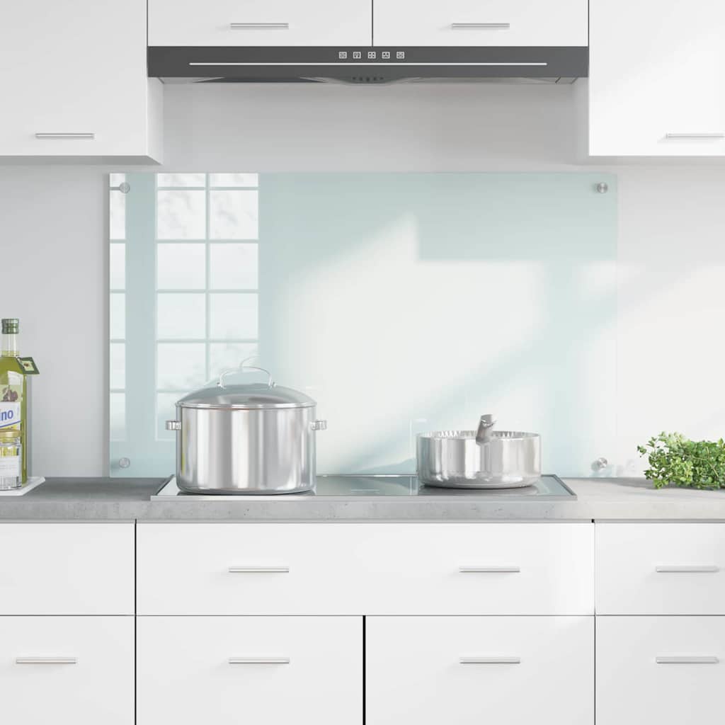 Kitchen back plate White 100 x 60 cm tempered glass