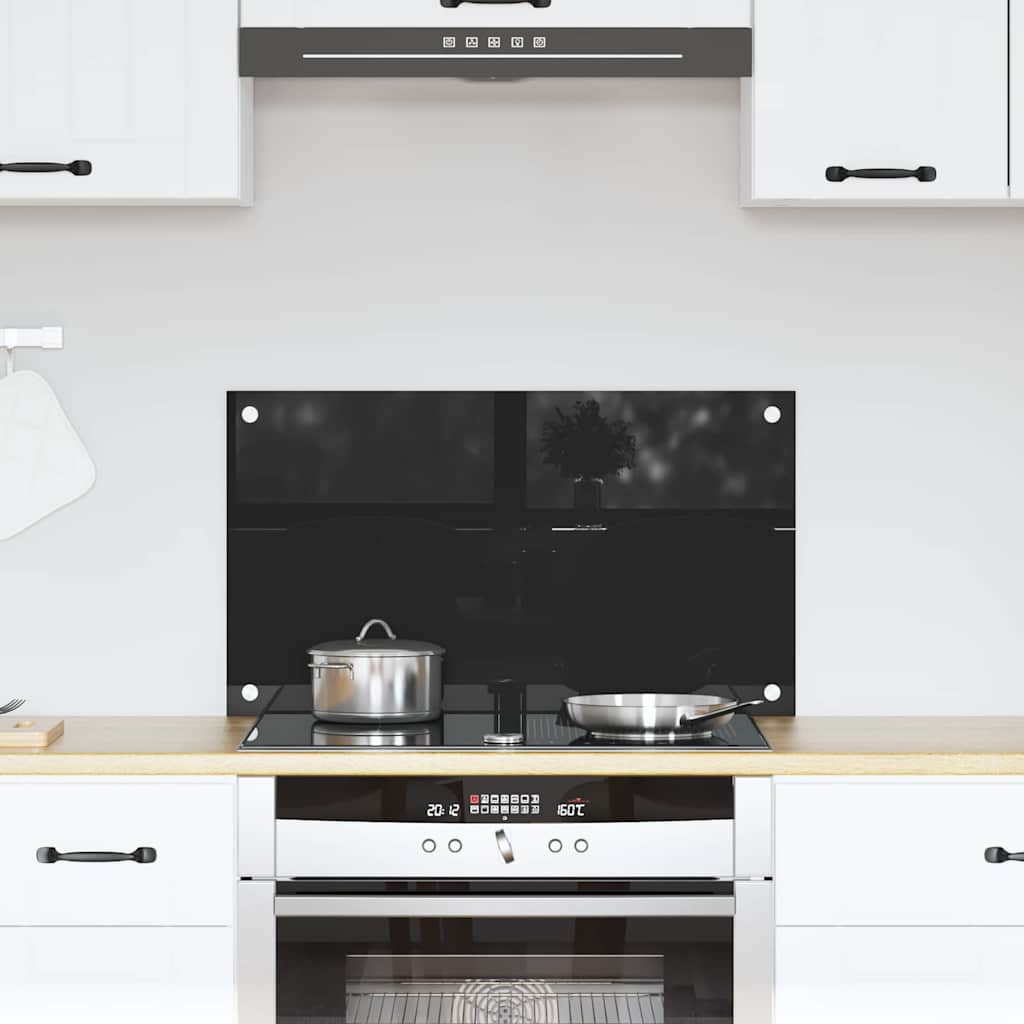 Virtuvės užpakalinė plokštė Juoda 70 x 40 cm grūdintas stiklas