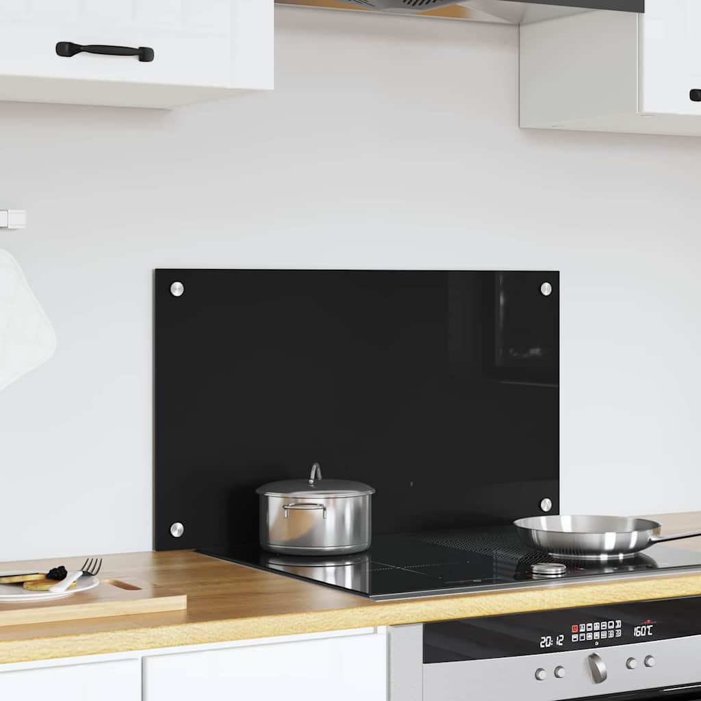 Virtuvės užpakalinė plokštė Juoda 70 x 40 cm grūdintas stiklas