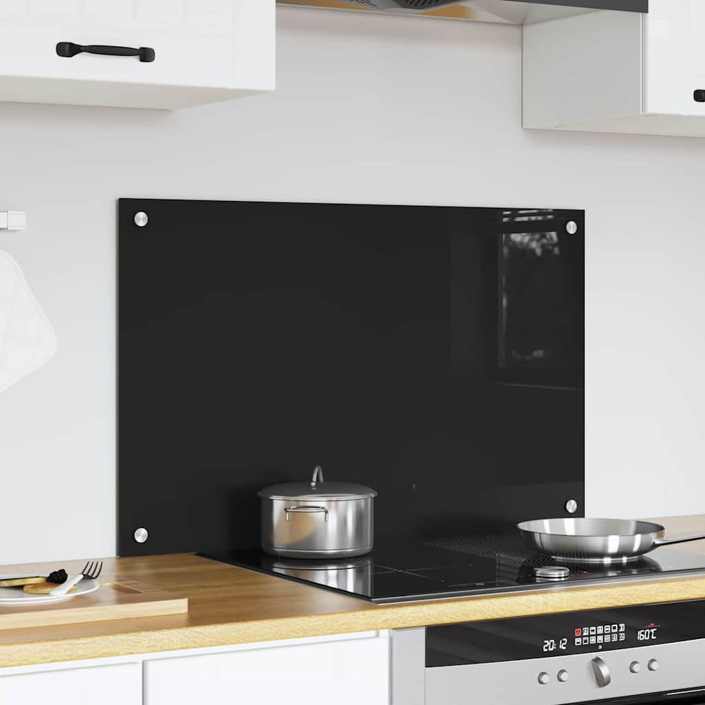 Virtuves aizmugurējā paneļa melns 80 x 50 cm rūdīts stikls
