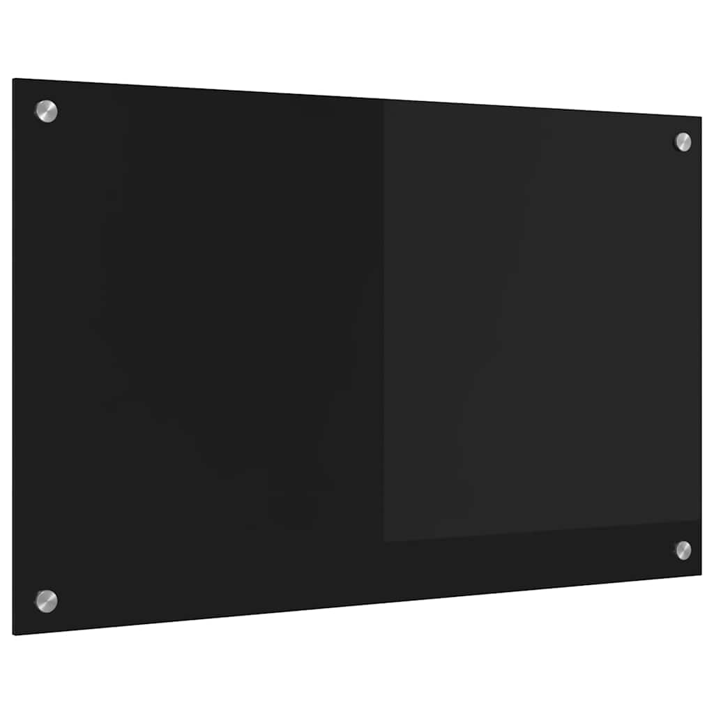 Virtuves aizmugurējā paneļa melns 80 x 50 cm rūdīts stikls