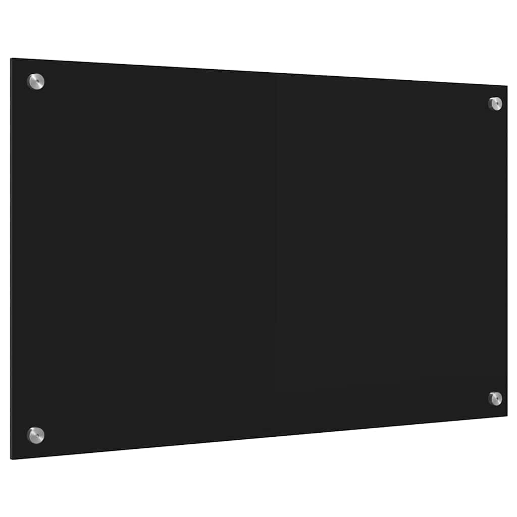 Virtuves aizmugurējā paneļa melns 80 x 50 cm rūdīts stikls
