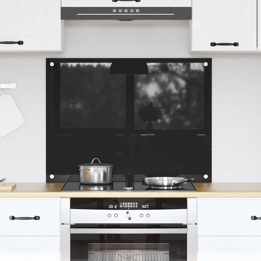 Virtuvės užpakalinė plokštė Juoda 80 x 60 cm grūdintas stiklas