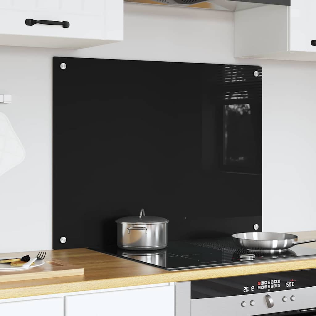 Virtuvės užpakalinė plokštė Juoda 80 x 60 cm grūdintas stiklas
