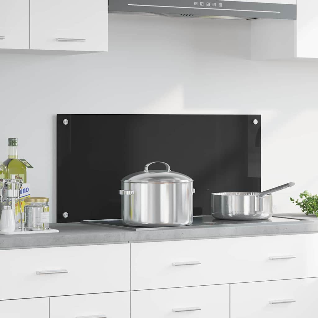 Virtuvės užpakalinė plokštė Juoda 90 x 40 cm grūdintas stiklas