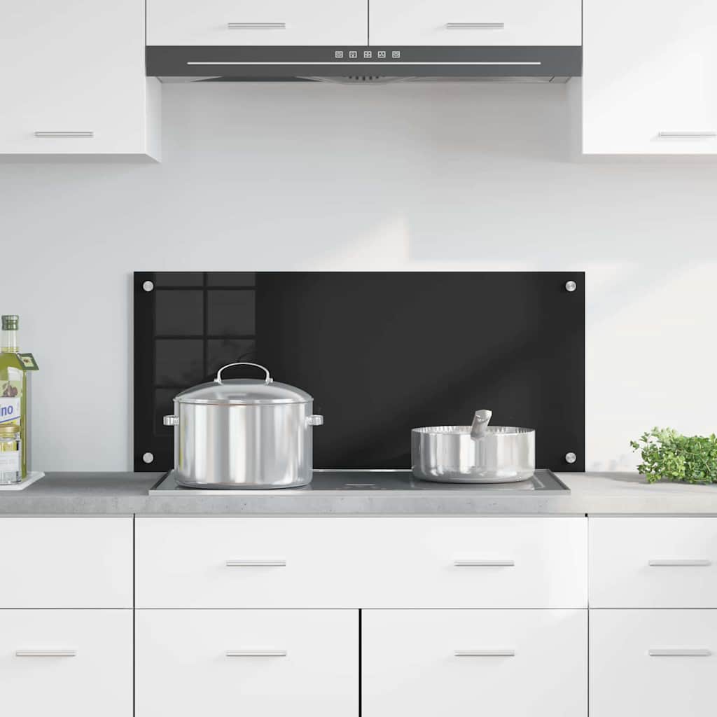 Virtuvės užpakalinė plokštė Juoda 90 x 40 cm grūdintas stiklas