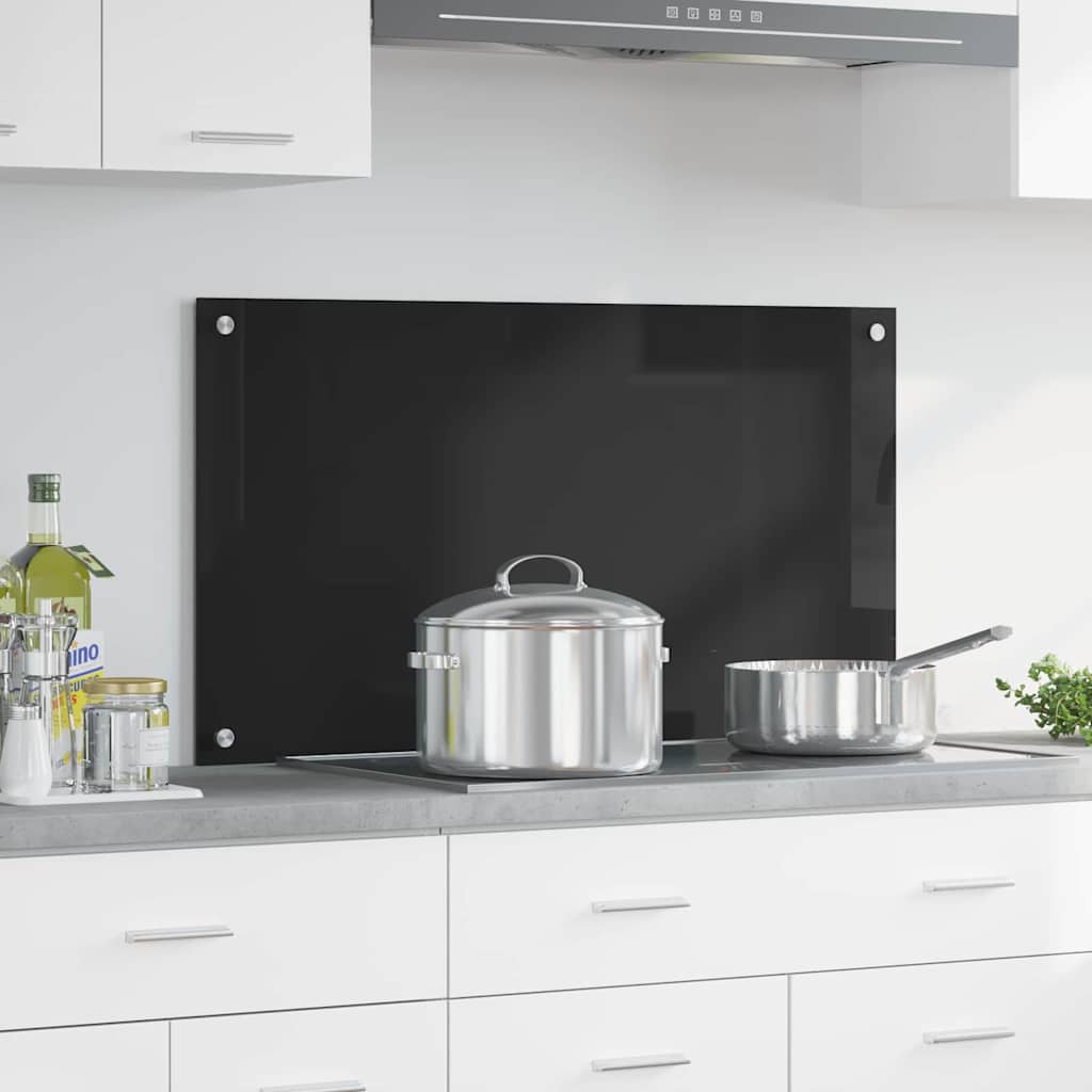 Virtuvės užpakalinė plokštė Juoda 90 x 50 cm grūdintas stiklas