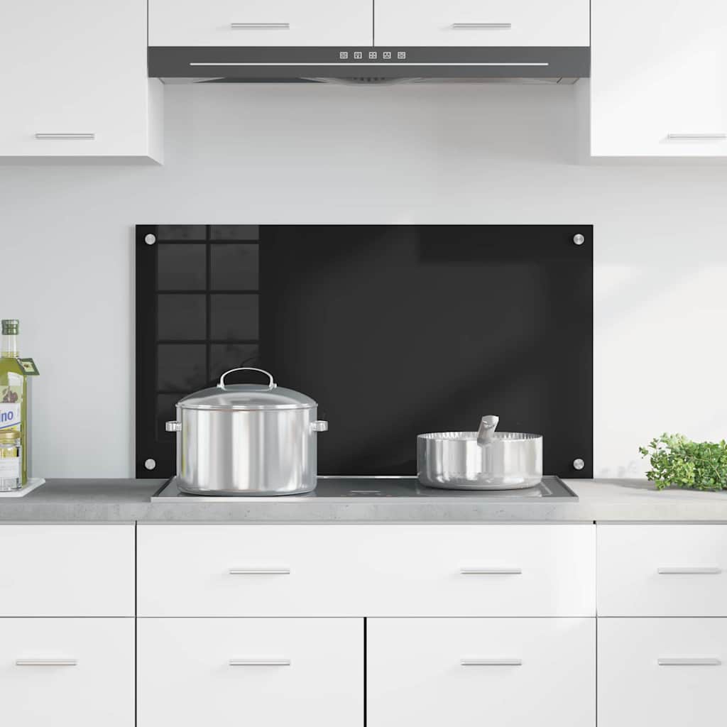 Virtuvės užpakalinė plokštė Juoda 90 x 50 cm grūdintas stiklas